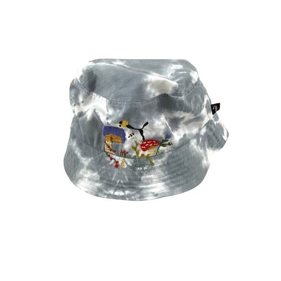 Puma Tie Dye Bucket Hat Gray Embroidered Shrooms Bees Garden Unisex One Size - Picture 5 of 8